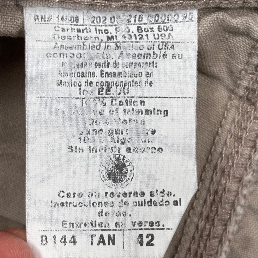 Carhartt Carpenter Shorts Men 42 Relaxed Tan Canvas B144 Workwear Utility Loop - Picture 7 of 12